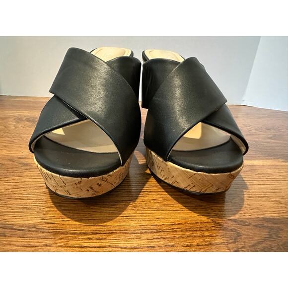 Charles by Charles David Latrice Faux Leather Wedge Sandals Black Women’s Sz 9 - Picture 4 of 9